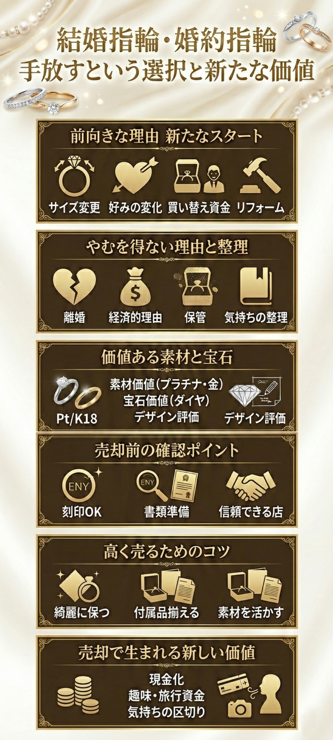 結婚指輪・婚約指輪は売れる?買取価格や高価買取のコツ・どこで売るべきか解説