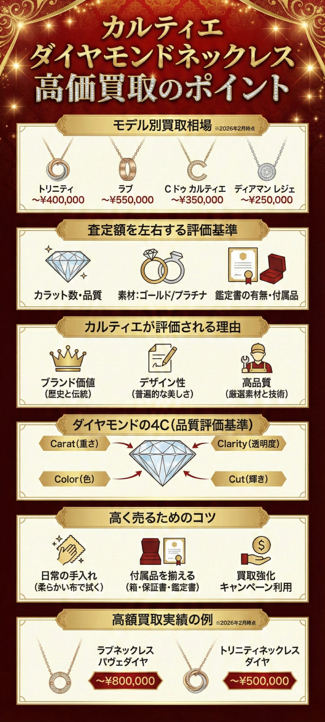 カルティエのダイヤネックレスの買取相場とは？一粒ダイヤや人気モデルを高く売るコツを徹底解説