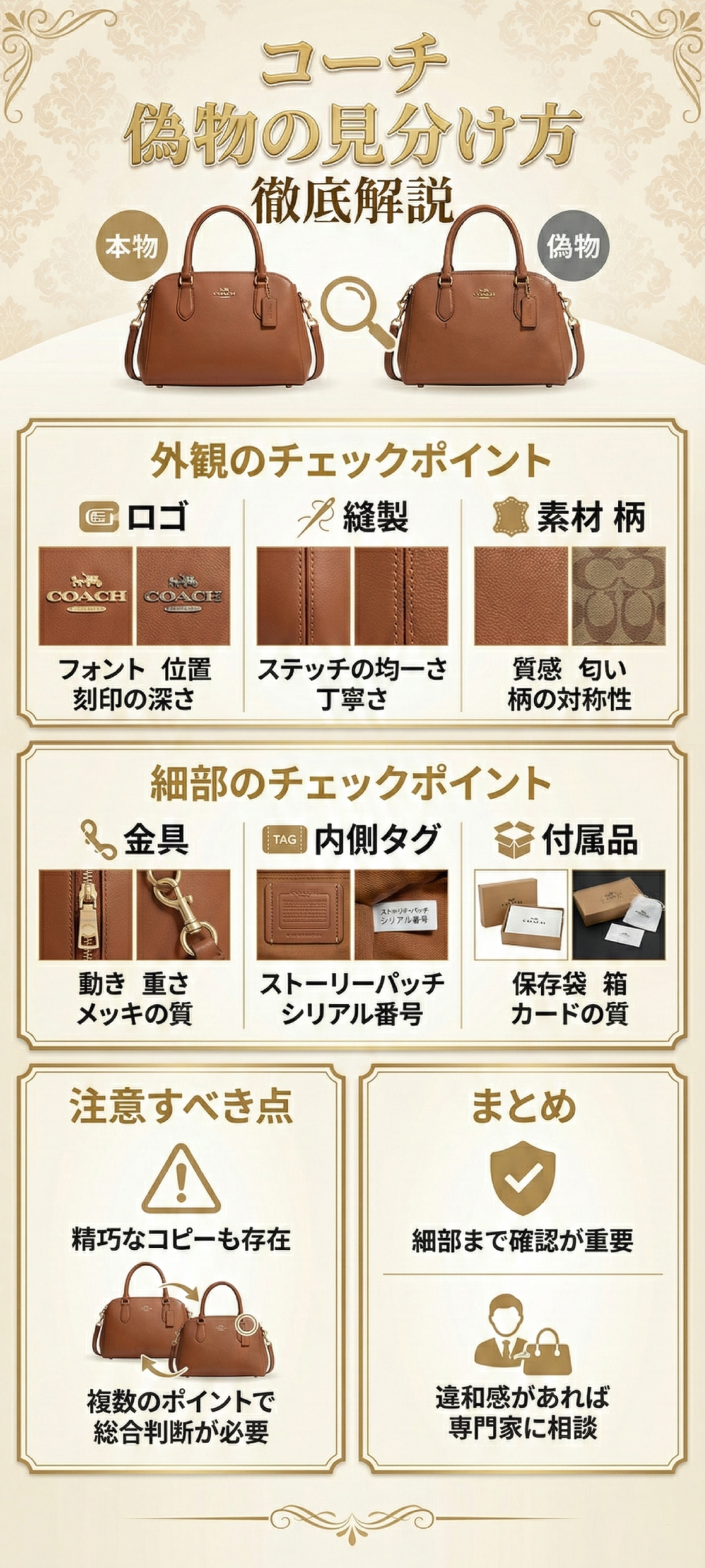 コーチの偽物の見分け方は？財布やiPhoneケースなどアイテム別の特徴やタグの見方まで徹底解説