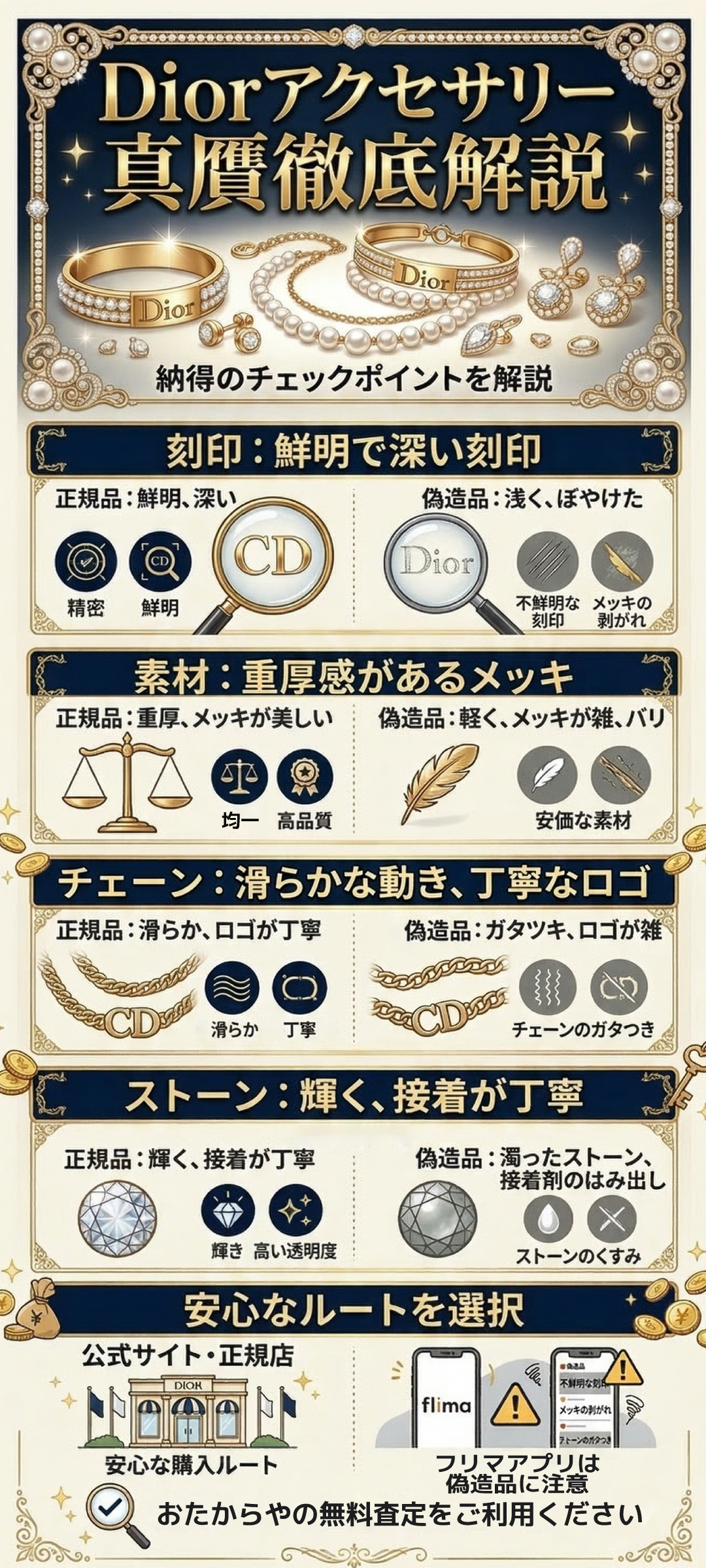 Diorブレスレットの偽物の見分け方｜他アクセサリーの真贋ポイントも解説