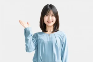 案内する女性