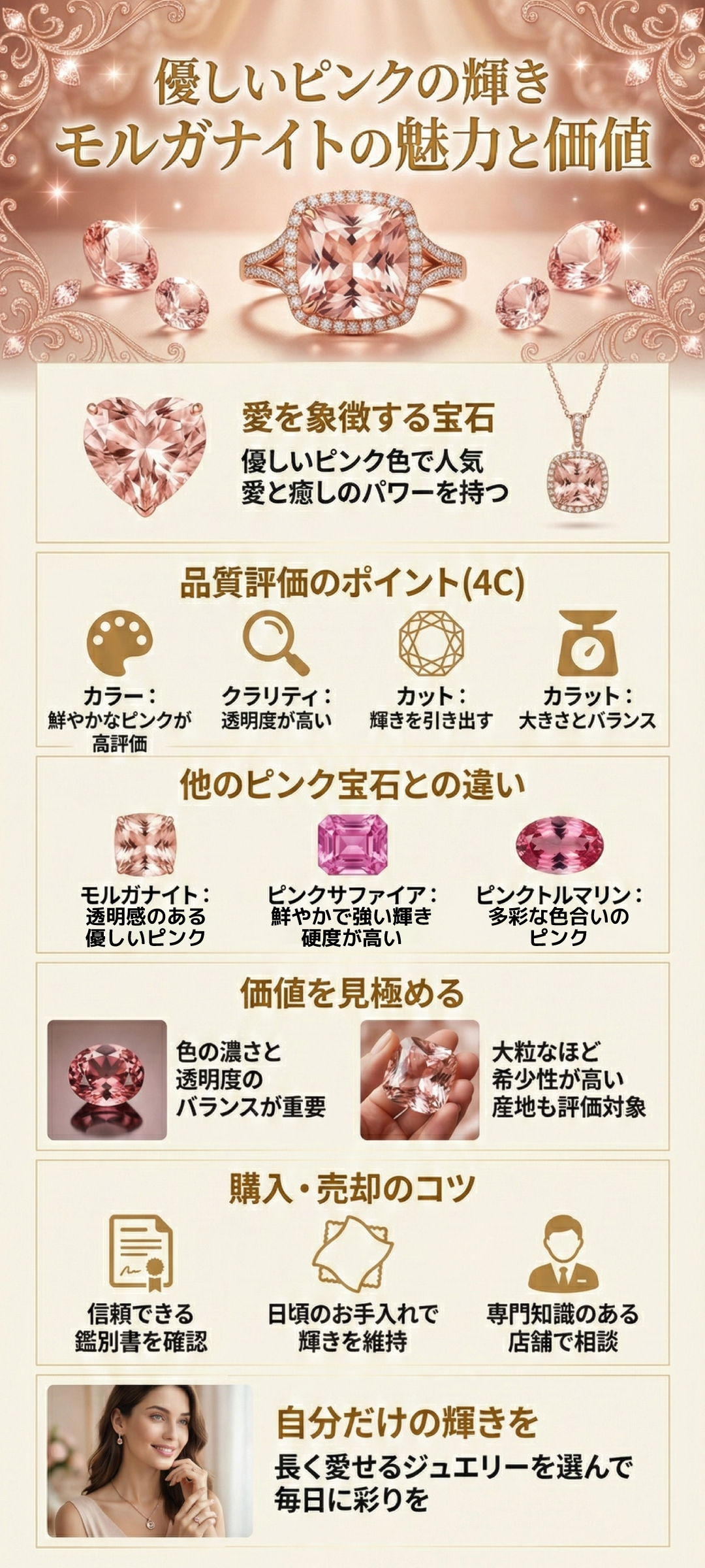 モルガナイトとは?リングやネックレスの魅力、ピンク系宝石との違いや価値も解説