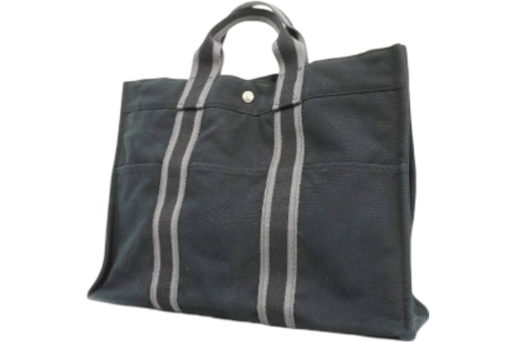 エルメス◎HERMES フールトゥ PM エールライン ハンドバッグ グレー エルメス エールラインPM キャンバス グレー シルバー金具