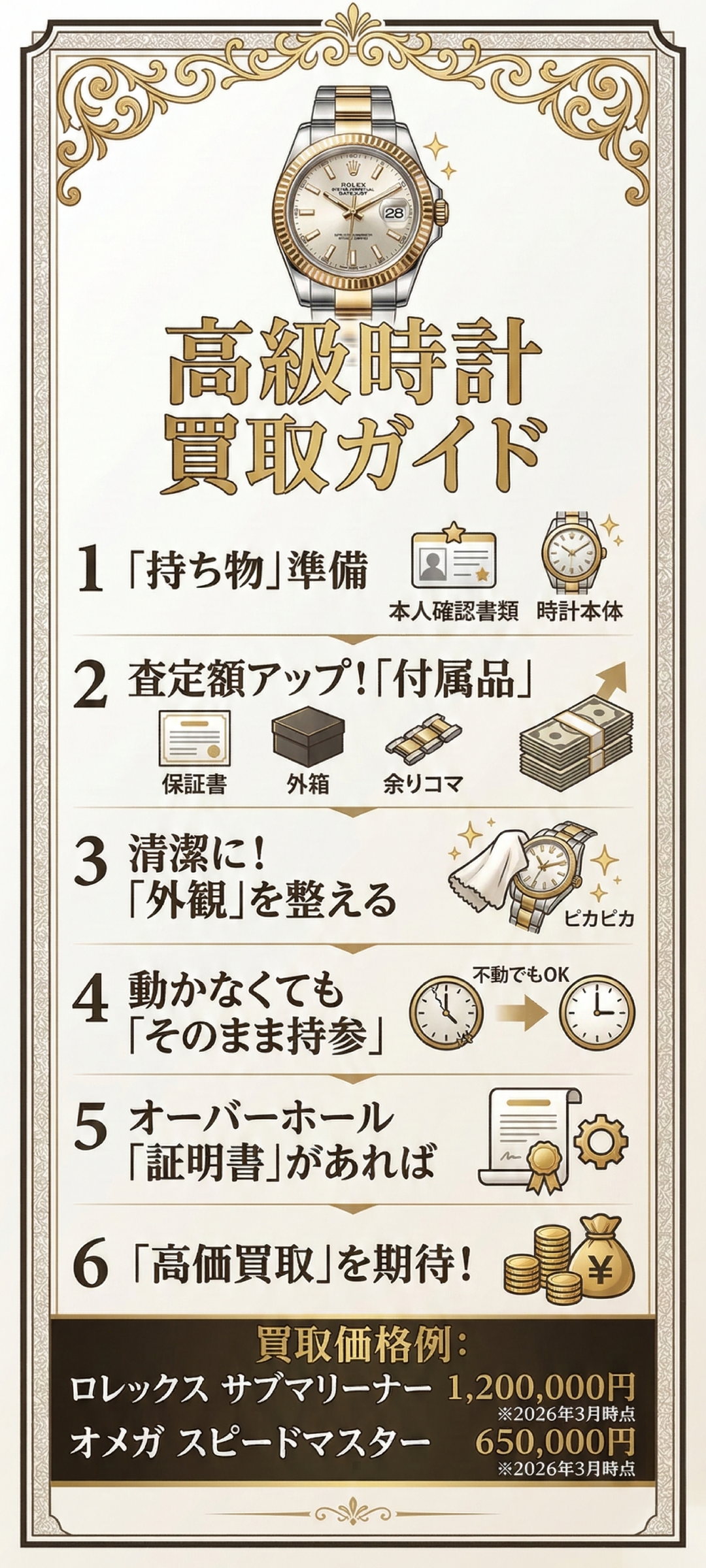 高級時計の買取で必要なものは？事前に準備すべき持ち物と高く売るコツ
