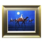 絵画 平山郁夫 月光砂漠らくだ行
