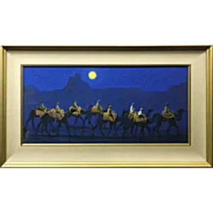 絵画 平山郁夫 楼蘭遺跡を行く・月