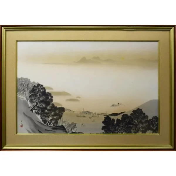 絵画 横山大観 瀟湘八景の内 漁村返照