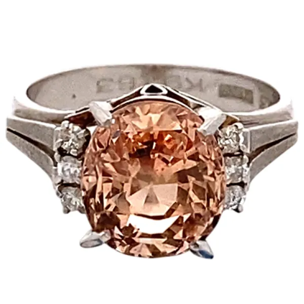 Pt/Pm900 パパラチアサファイア ダイヤ リング 4.6ct