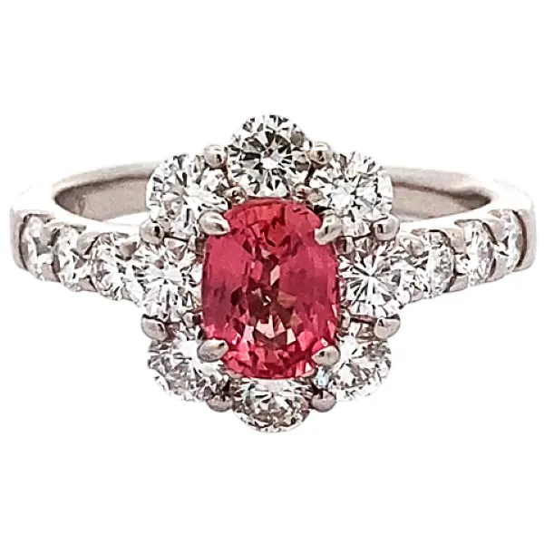 Pt/Pm900 アフリカ産パパラチアサファイア ダイヤ リング 1.29ct