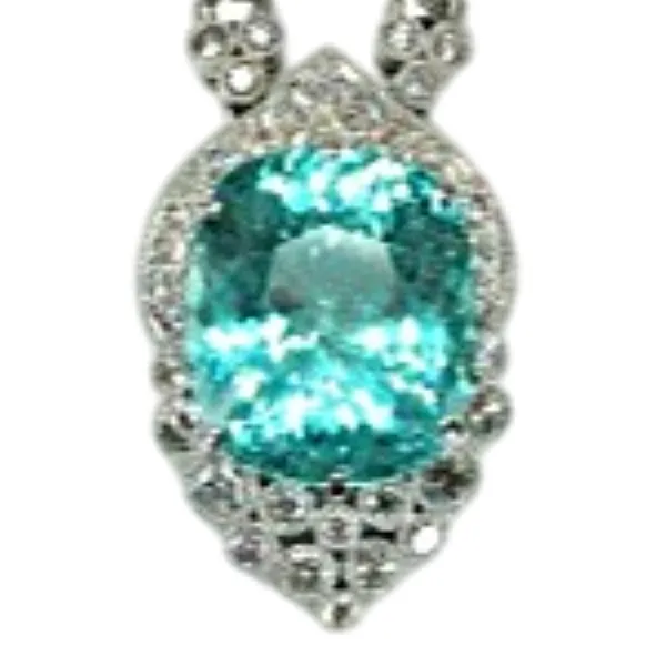 K18WG モザンビーク産 パライバトルマリン ダイヤ ネックレス/ペンダントトップ 11.44ct 19.2g