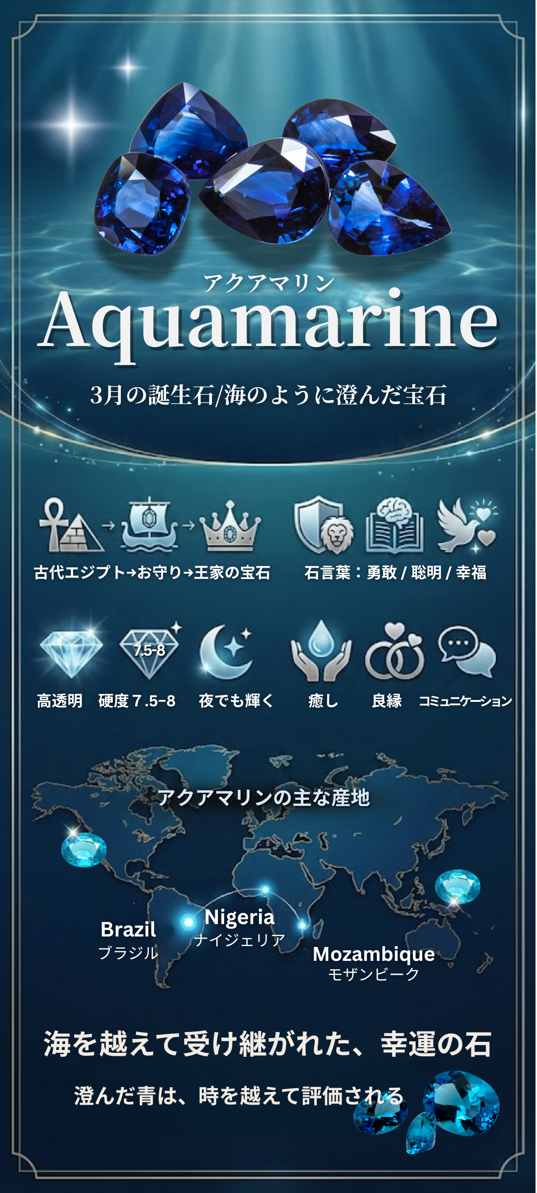 3月の誕生石「アクアマリン」とは？意味や石言葉・歴史・価値を徹底解説