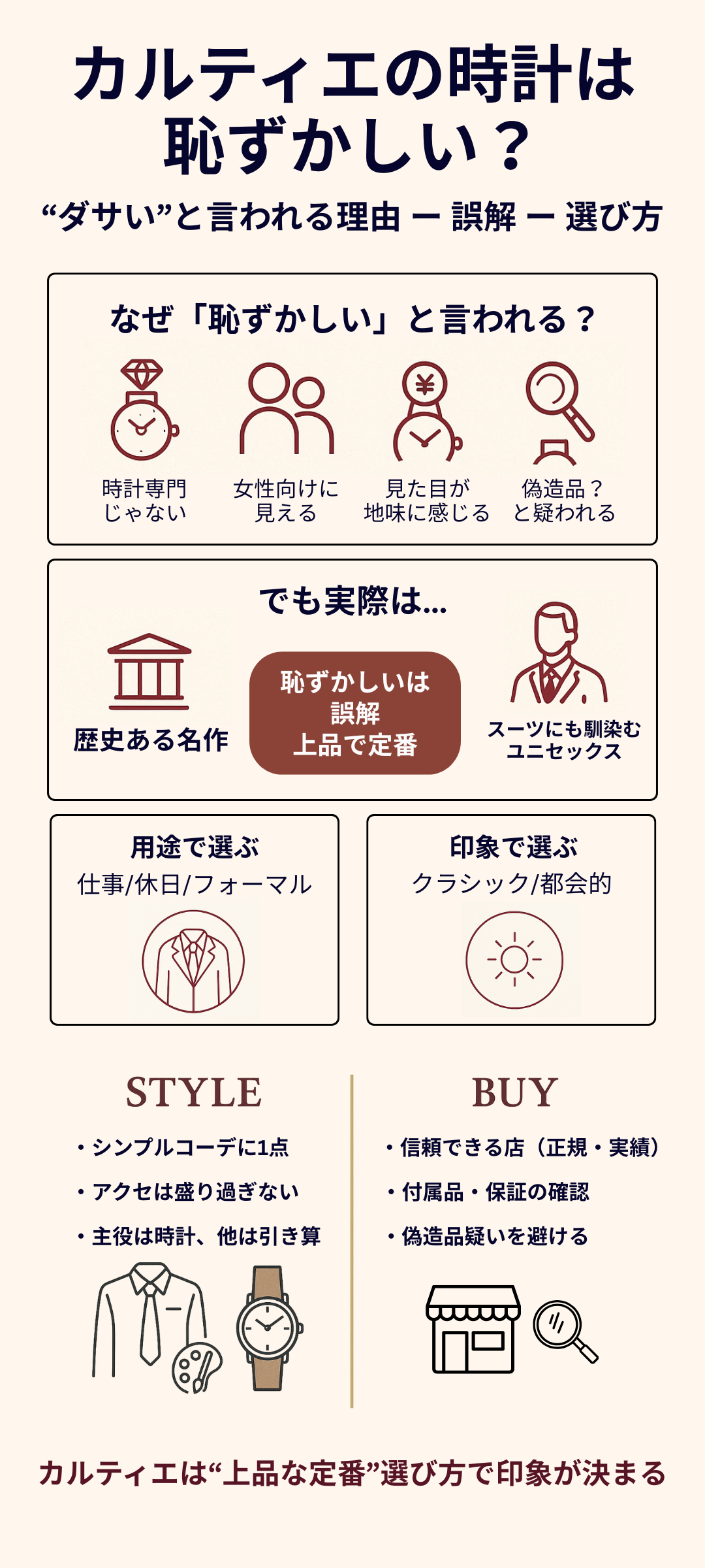 カルティエの時計は恥ずかしい?ダサいと言われる理由と選び方のコツを徹底解説