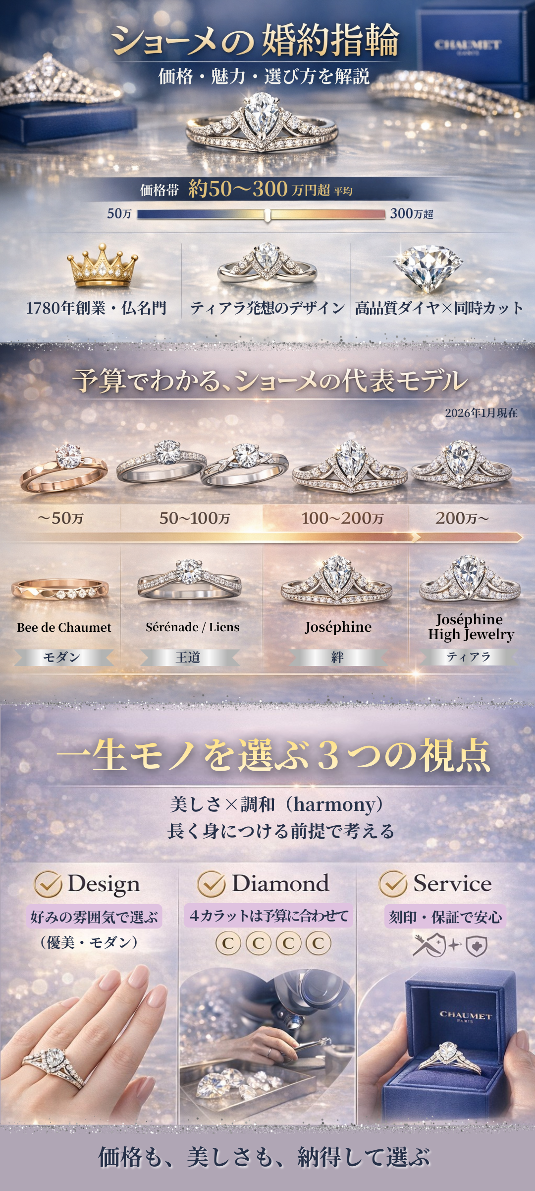 ショーメの婚約指輪の値段は？ジョセフィーヌやセレナードの価格相場と選び方ガイド