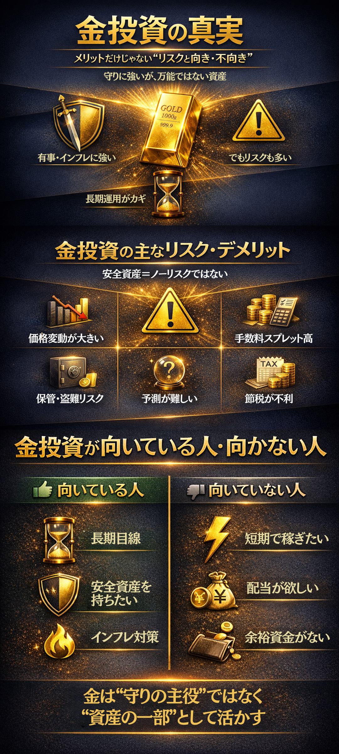 金投資のリスクやデメリットとは？初心者が知るべきメリットや危険性・注意点を徹底解説