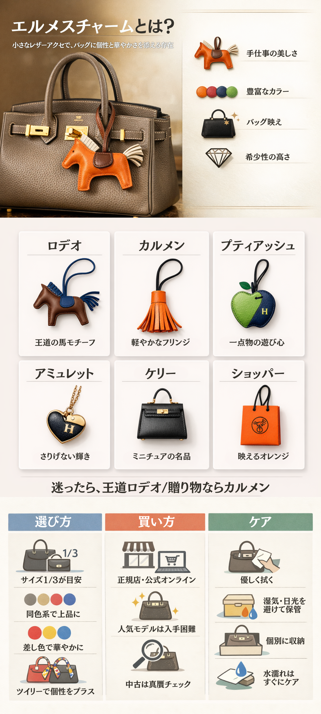 エルメスチャームとは?人気の理由や種類別の魅力を徹底解説