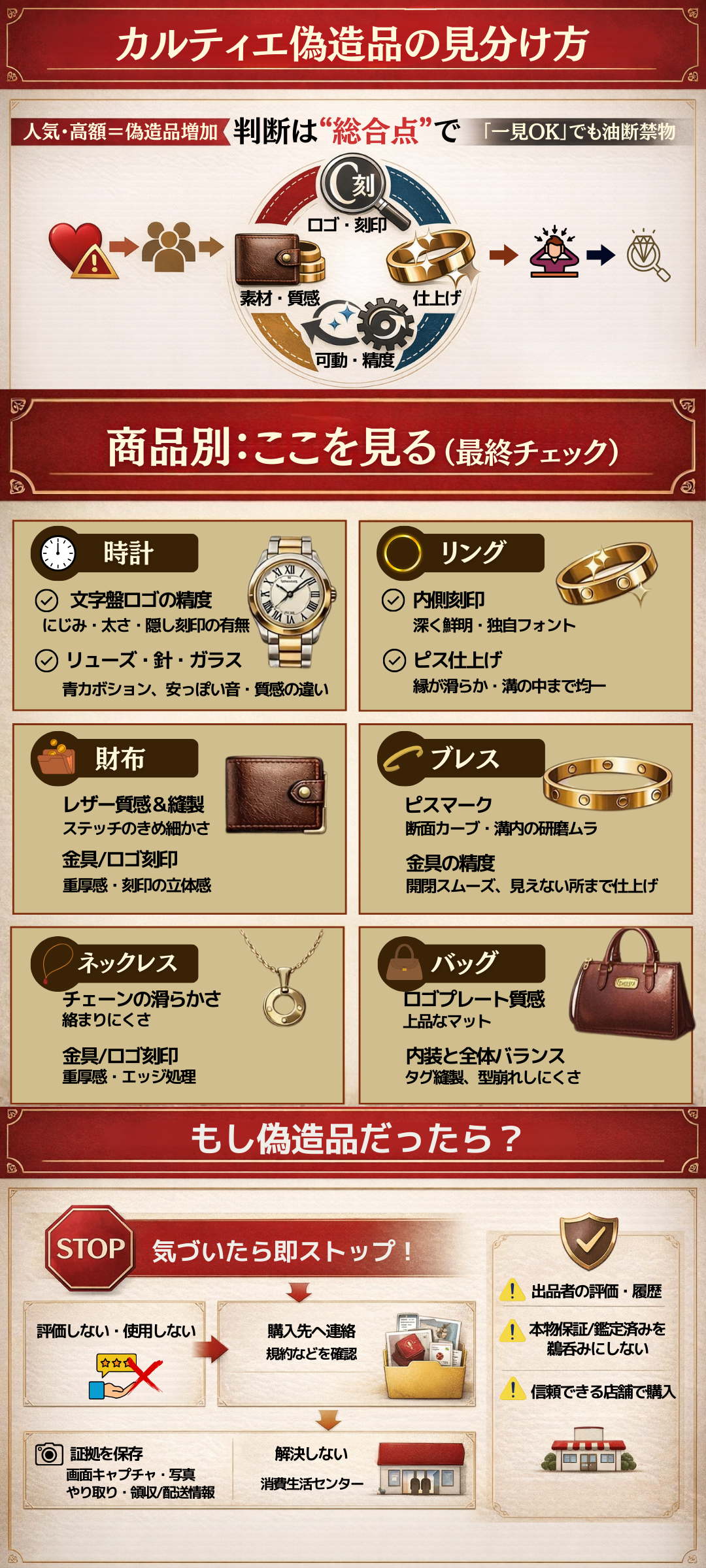 カルティエの偽物の見分け方とは？時計・指輪・財布など商品別に徹底解説