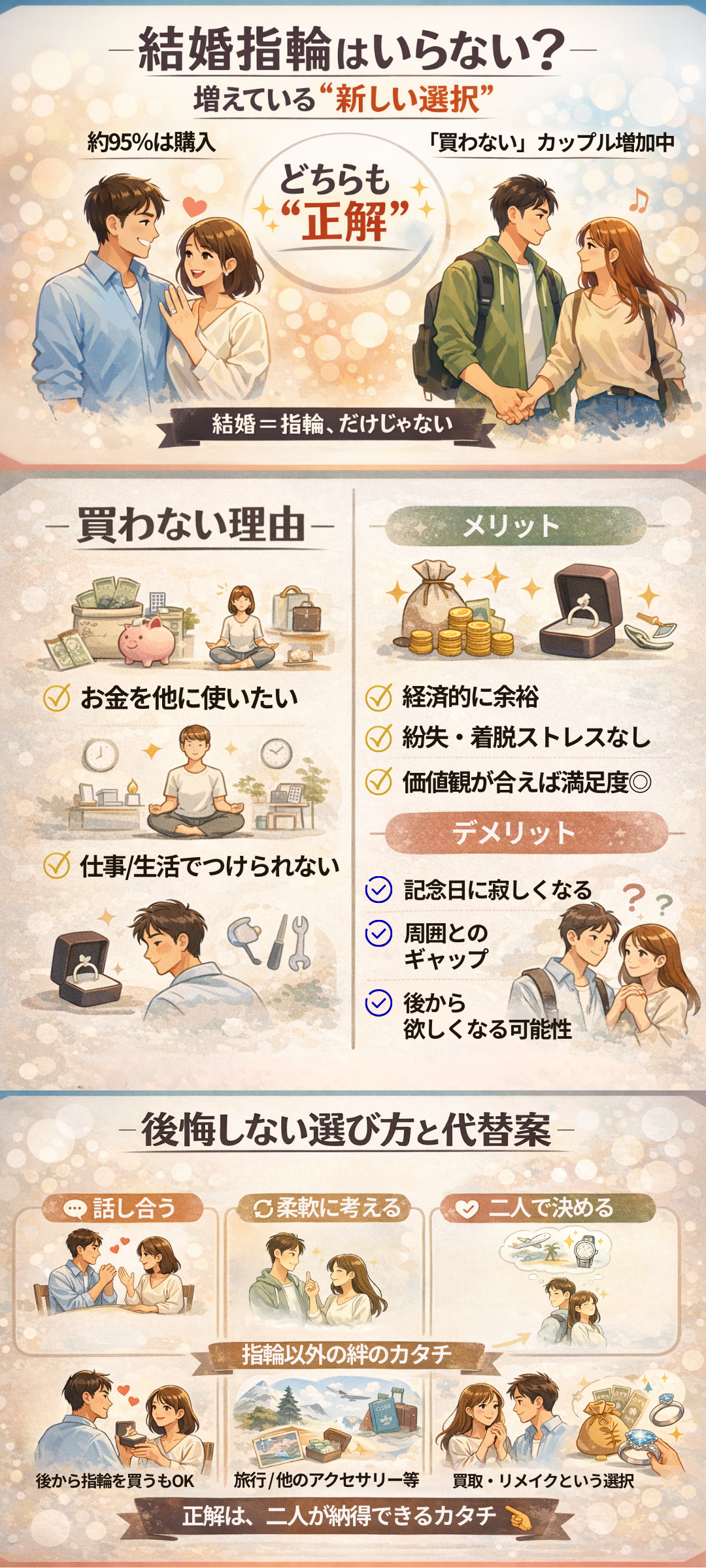 結婚指輪はいらない？買わないカップルの理由と後悔しない選び方