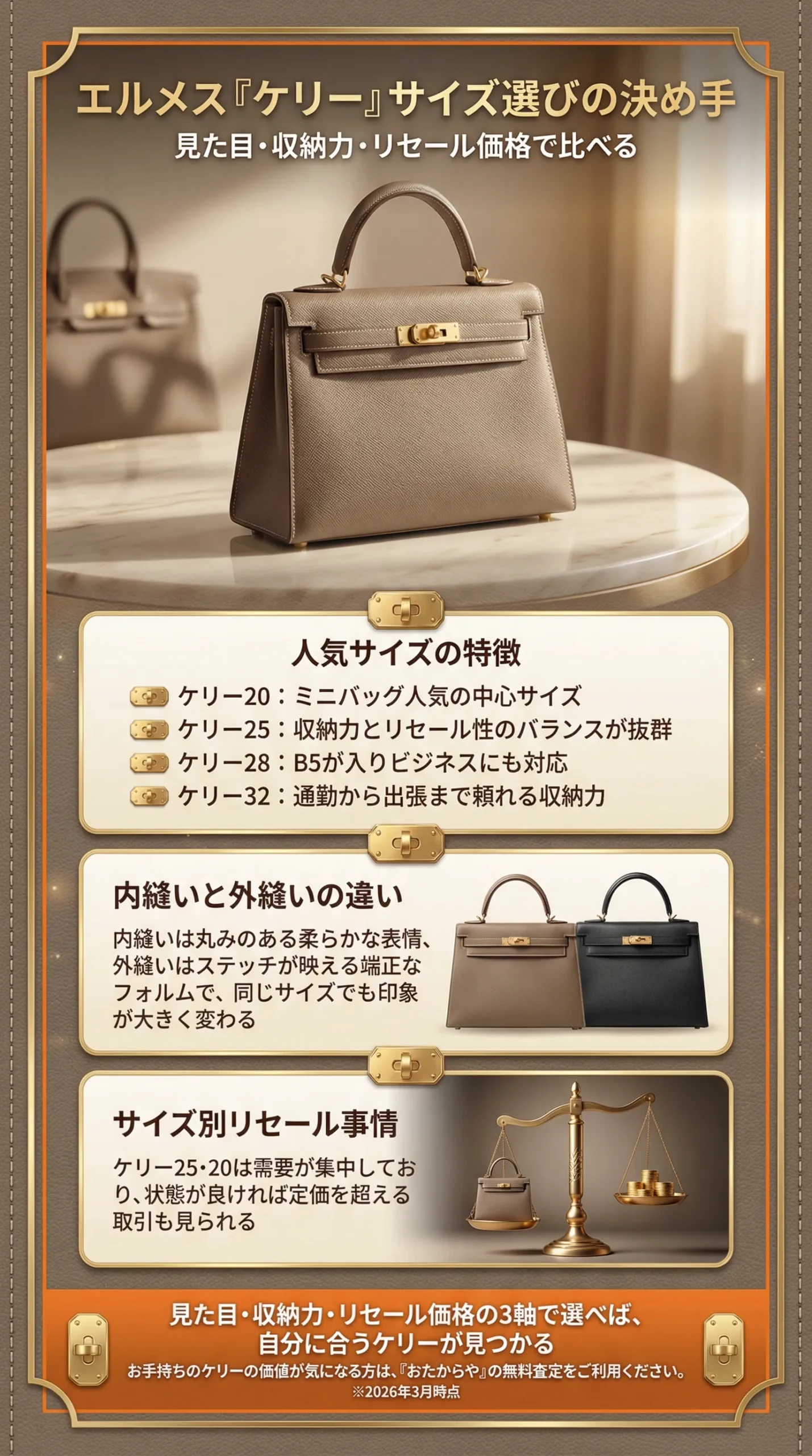 エルメス・ケリーのサイズ比較完全ガイド｜選び方と人気モデル徹底解説