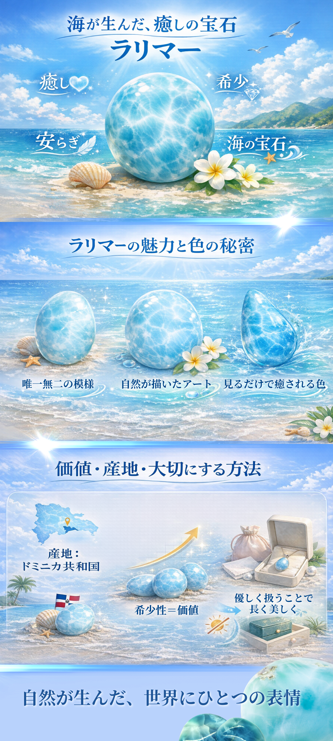 ラリマーの魅力と効果とは？癒しの天然石が人気を集める理由