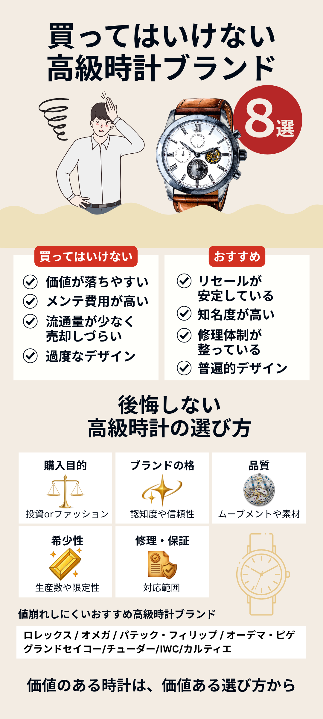 買ってはいけない高級時計ブランド8選｜後悔・値崩れしにくいおすすめブランドも