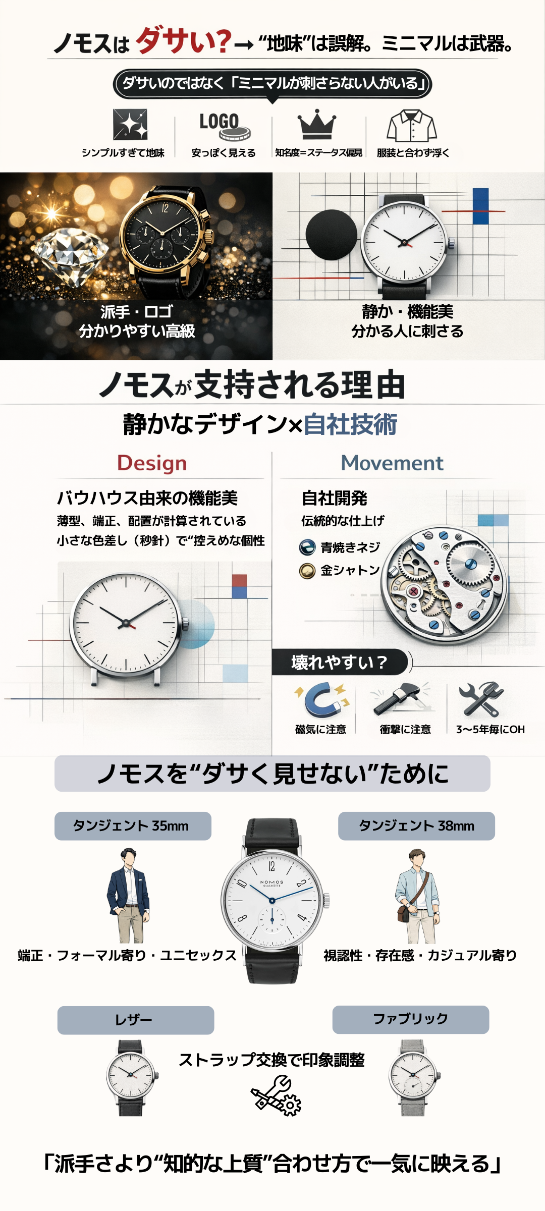 ノモスの時計はダサい？噂の真相と魅力、選び方や着こなし徹底ガイド