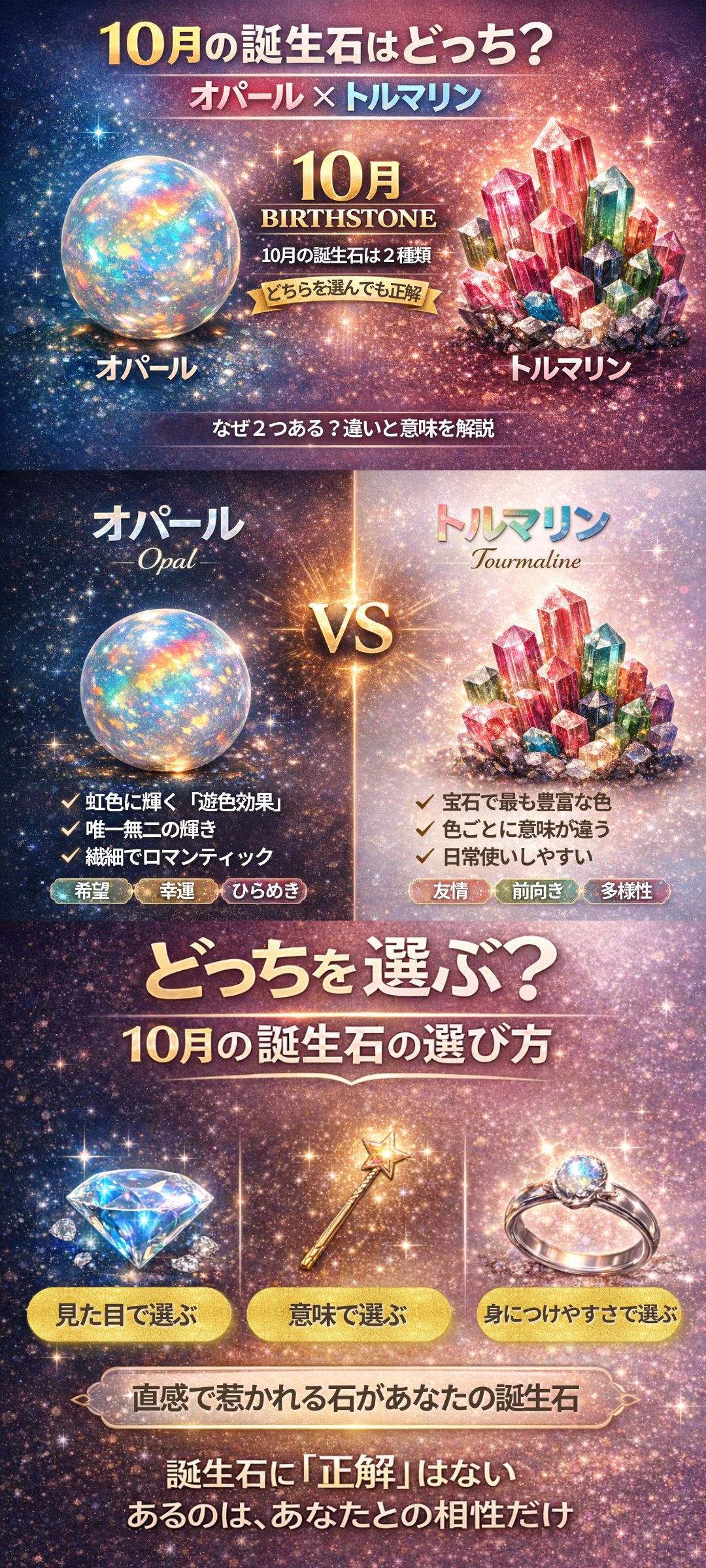 10月の誕生石はオパールとトルマリンのどっち?なぜ2つある?違いや意味を解説