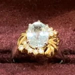 Pt850・K18 アクアマリン リング