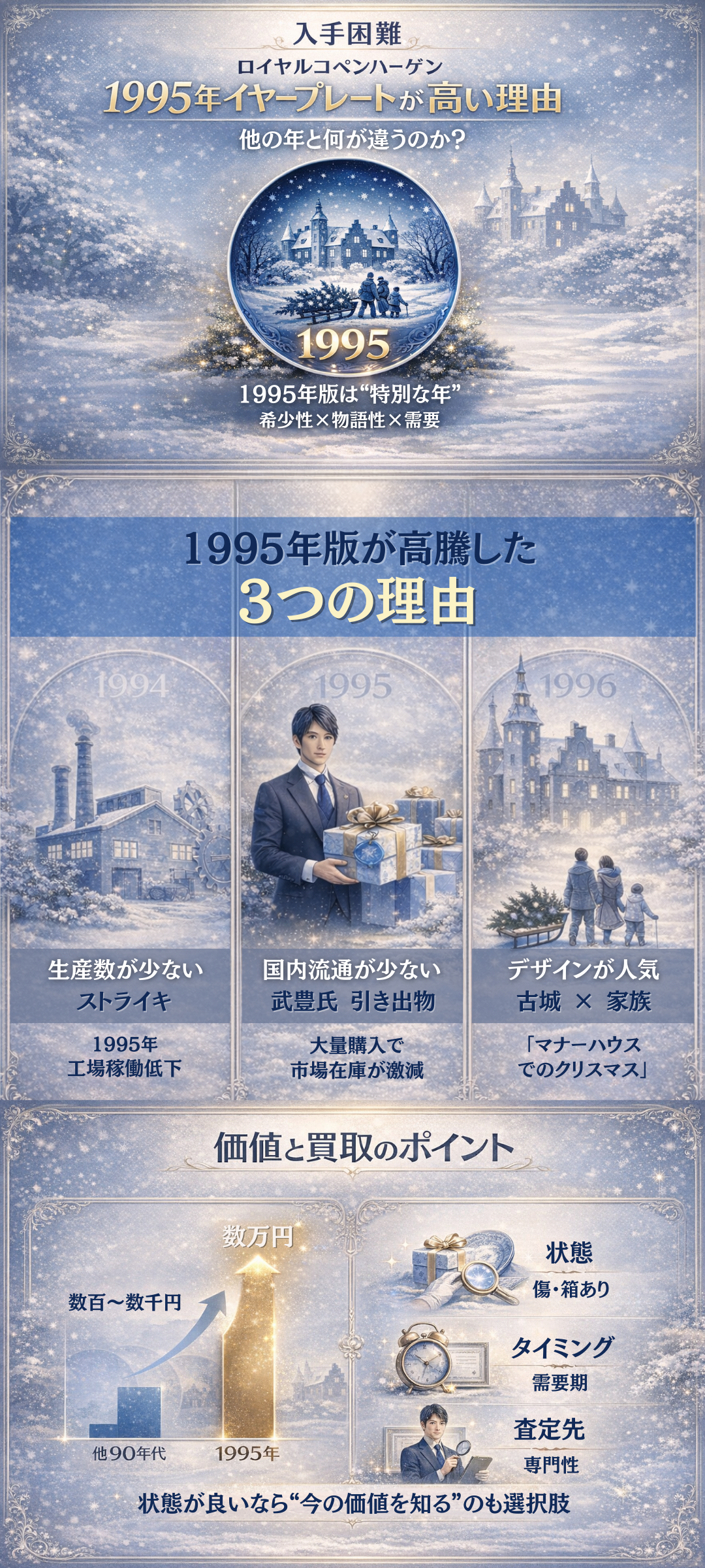 入手困難！ロイヤルコペンハーゲン1995イヤープレートはなぜ高い？買取価格も解説