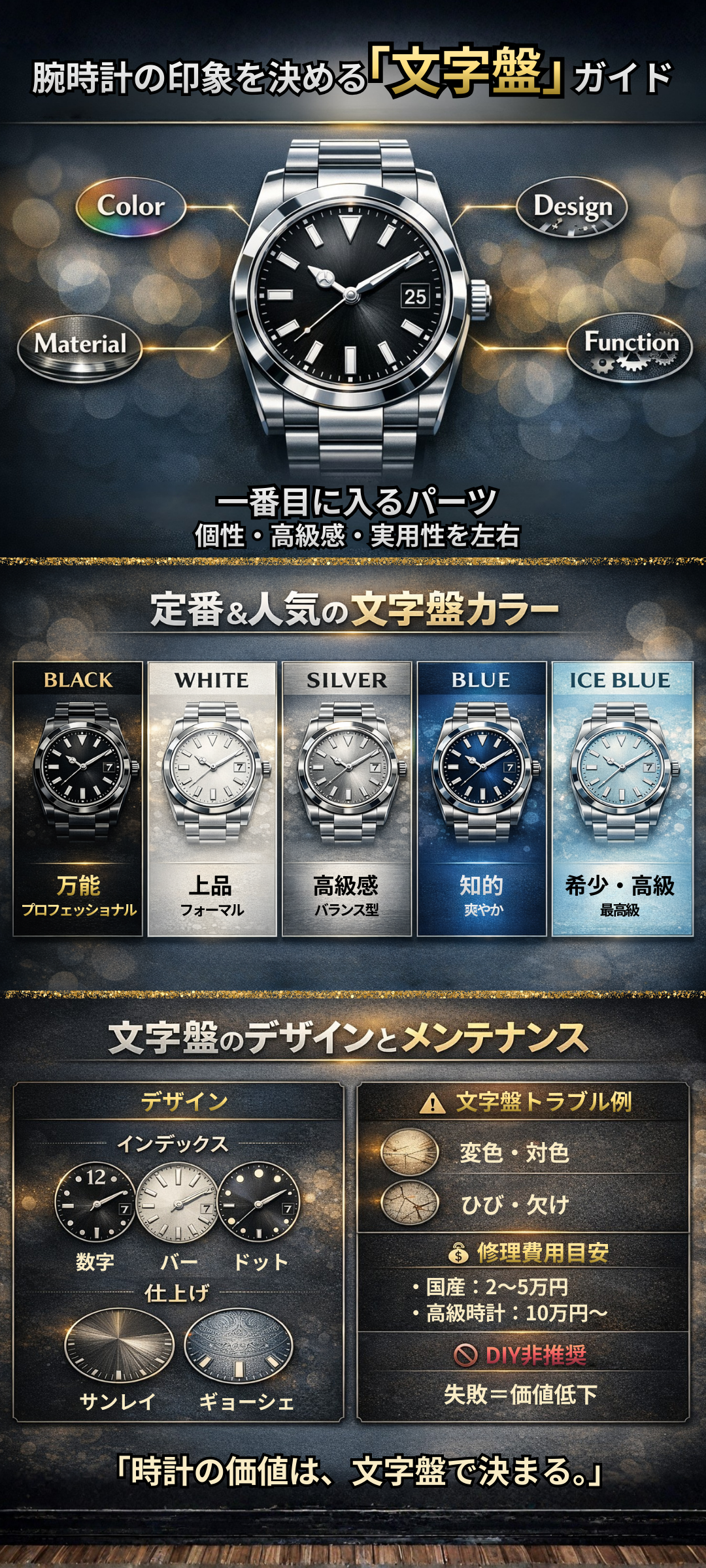 腕時計の文字盤の定番・人気色を紹介！文字盤の外し方から修理方法なども解説