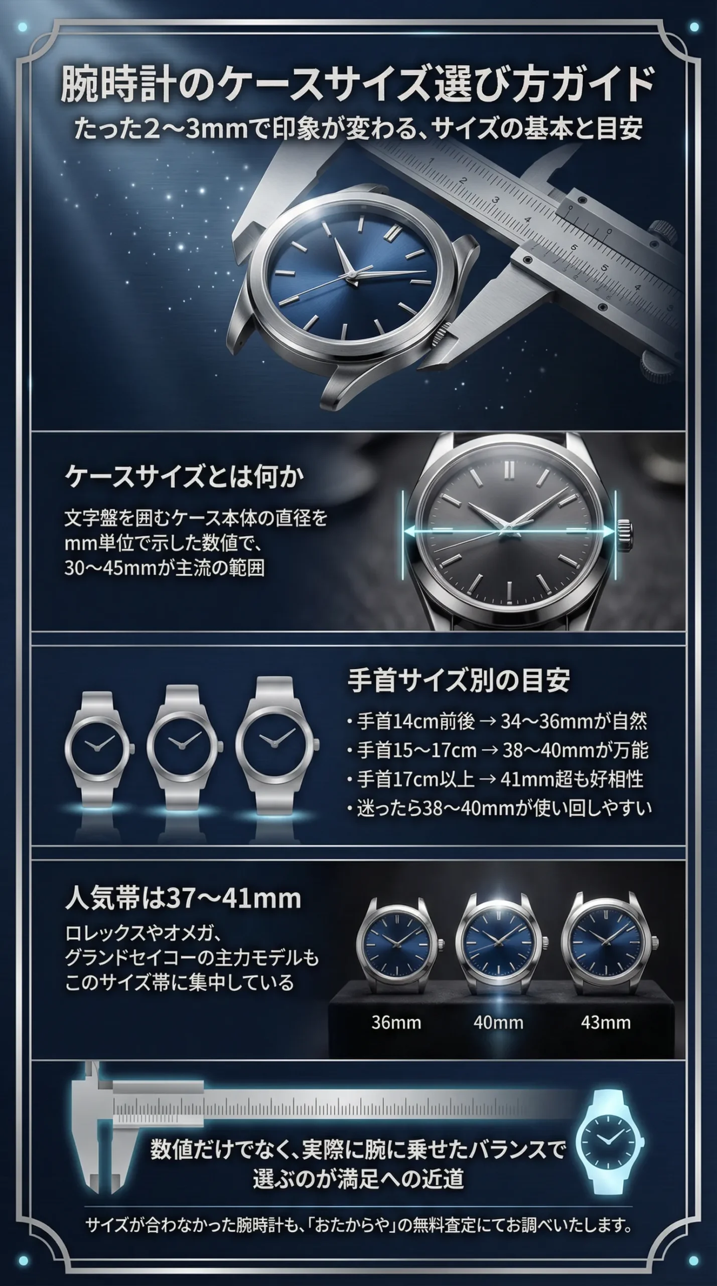 腕時計のケースサイズ完全ガイド｜失敗しない選び方と人気ブランド別サイズ傾向