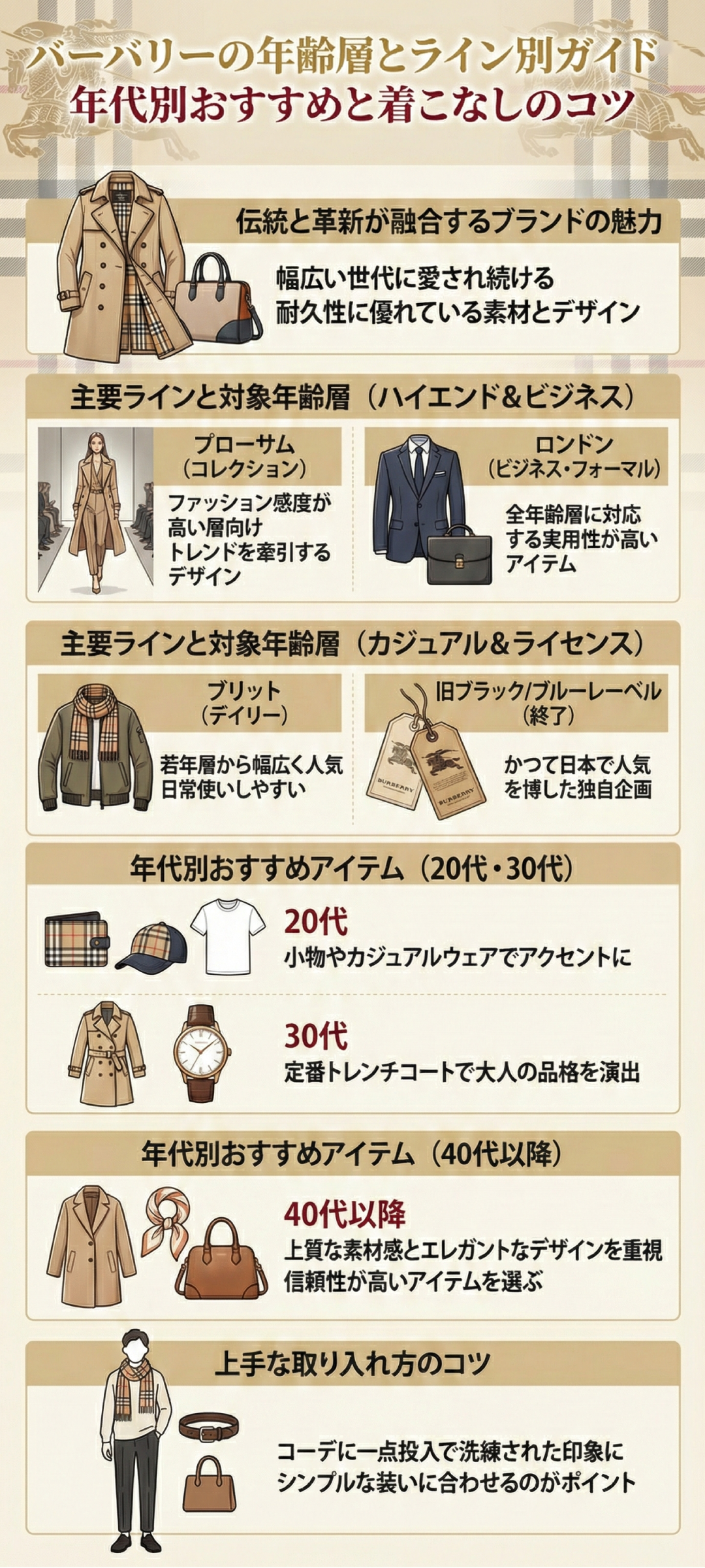 バーバリーの年齢層は幅広い？ライン別の特徴と年代別おすすめアイテムを解説
