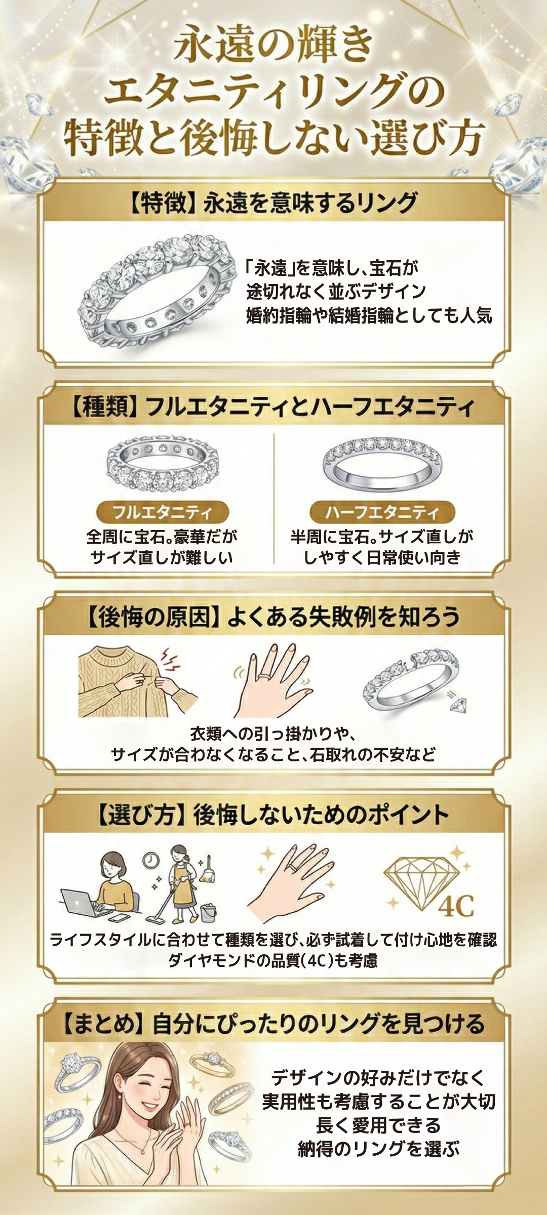 エタニティリングで後悔する理由とは?結婚指輪としての評判と後悔しない選び方