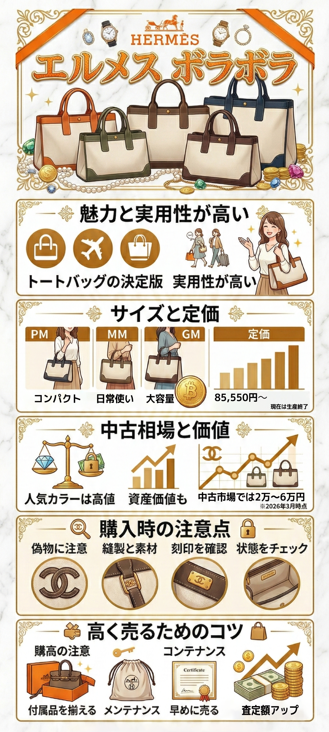 エルメス ボラボラは今いくら？廃盤トートのサイズや定価・買取価格も解説