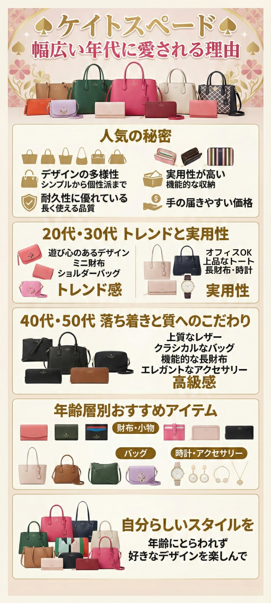 ケイトスペードの年齢層を解説！20代〜50代まで愛される理由とアイテム別の選び方