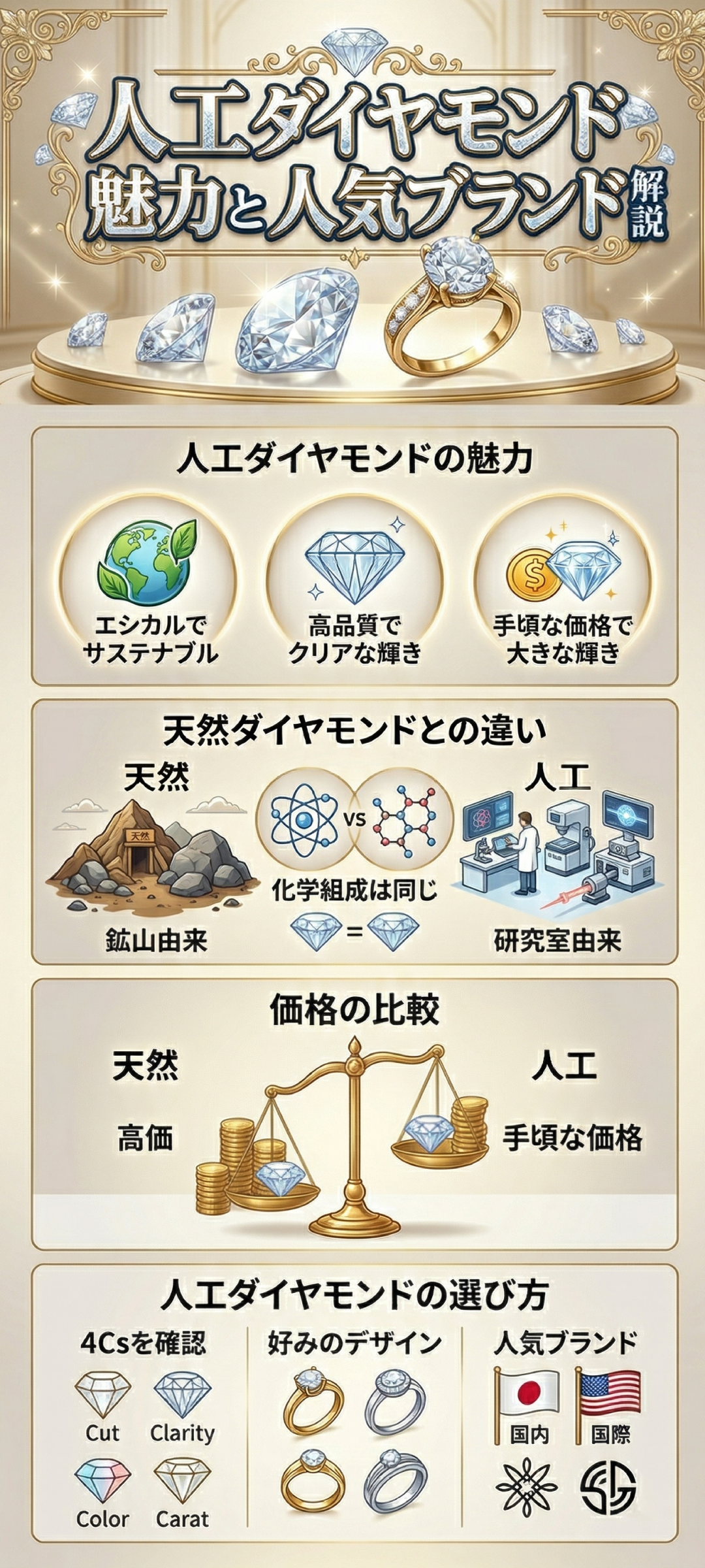 人工ダイヤモンドを扱うブランドを紹介！人工ダイヤの価格や人気デザインも解説