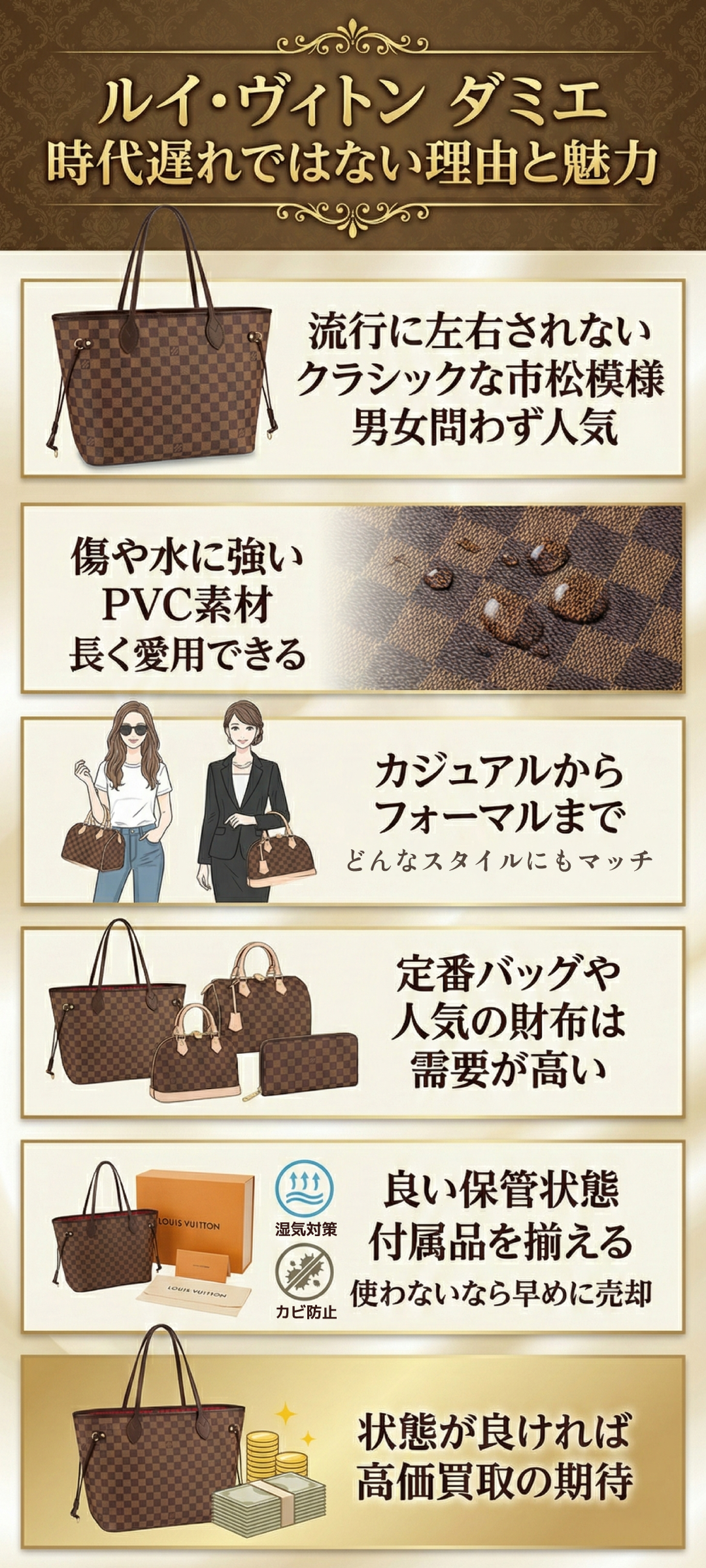 ヴィトンのダミエは時代遅れ？人気モデル・資産価値から徹底解説