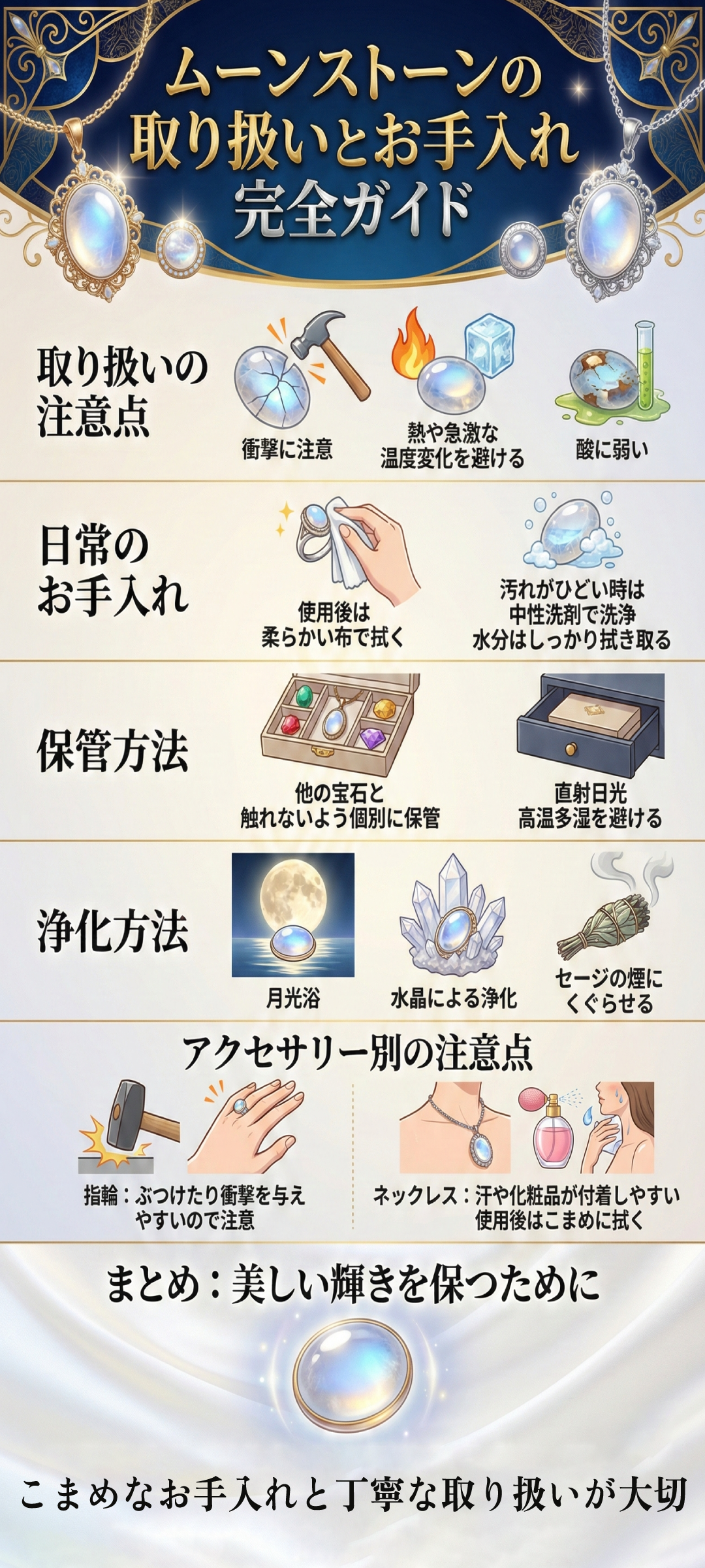 ムーンストーンの注意点やお手入れ方法とは?くすみを防ぐ正しい扱い方を解説
