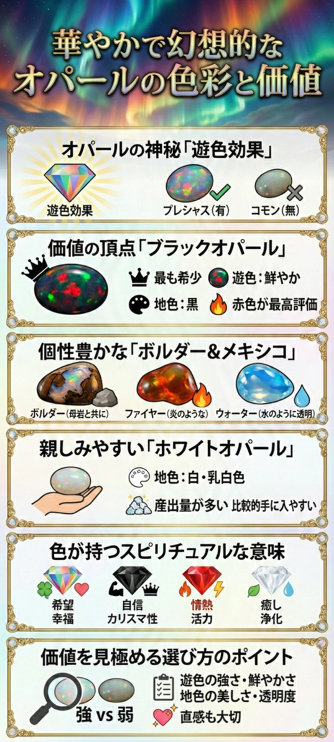 オパールの色と遊色とは？価値・意味・希少性まで徹底解説