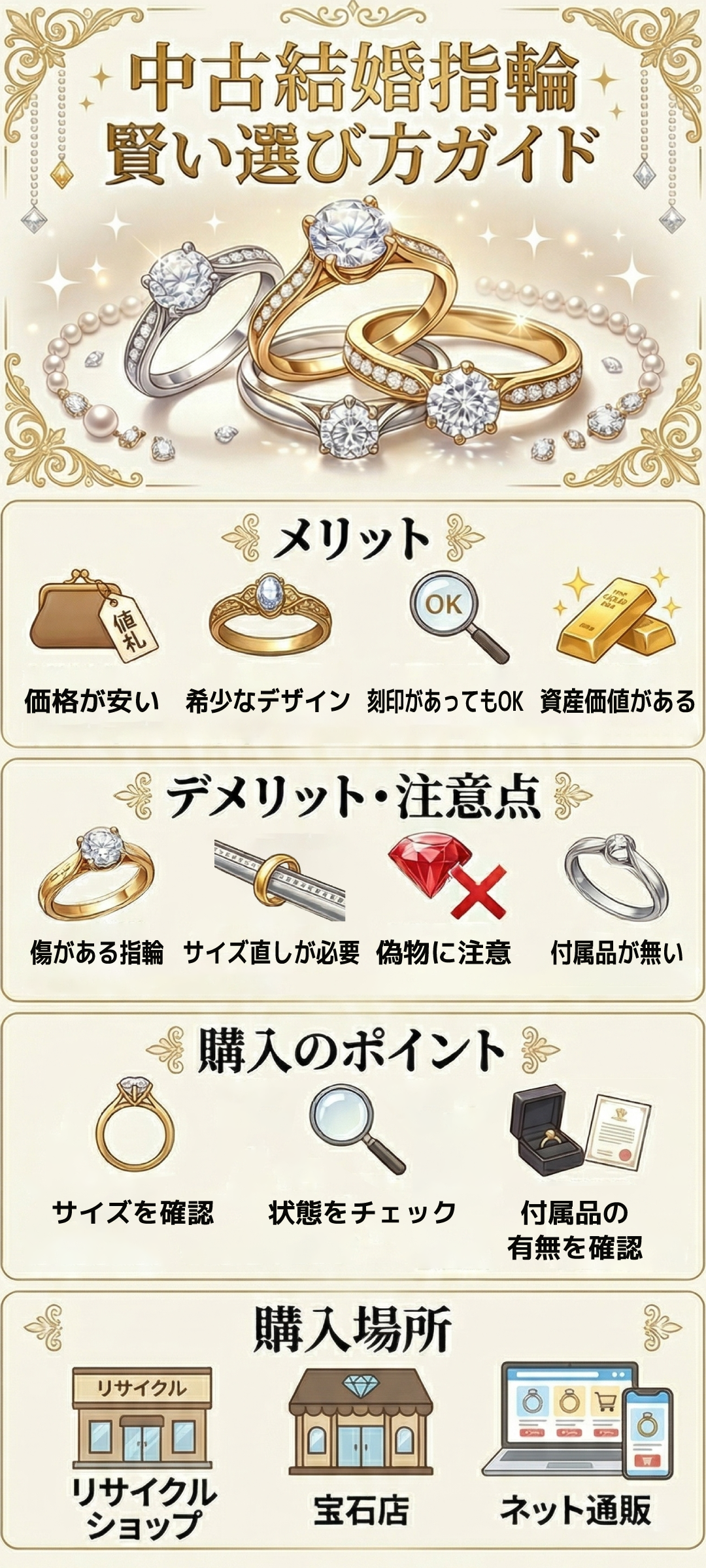 結婚指輪を中古で購入するのはありなの？メリット・デメリットと選び方のポイントを徹底解説