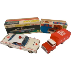 ブリキ フリクション玩具 郵便車 救急車 おもちゃ 計2点