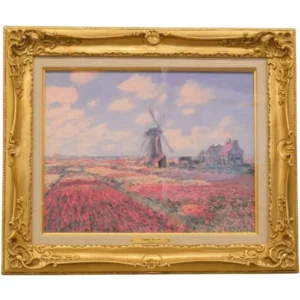 絵画 クロード・モネ チューリップ畑とラインスブルグの風車