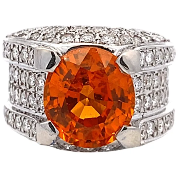 Pt/Pm900 スペサルティンガーネット ダイヤ 指輪 8.32ct