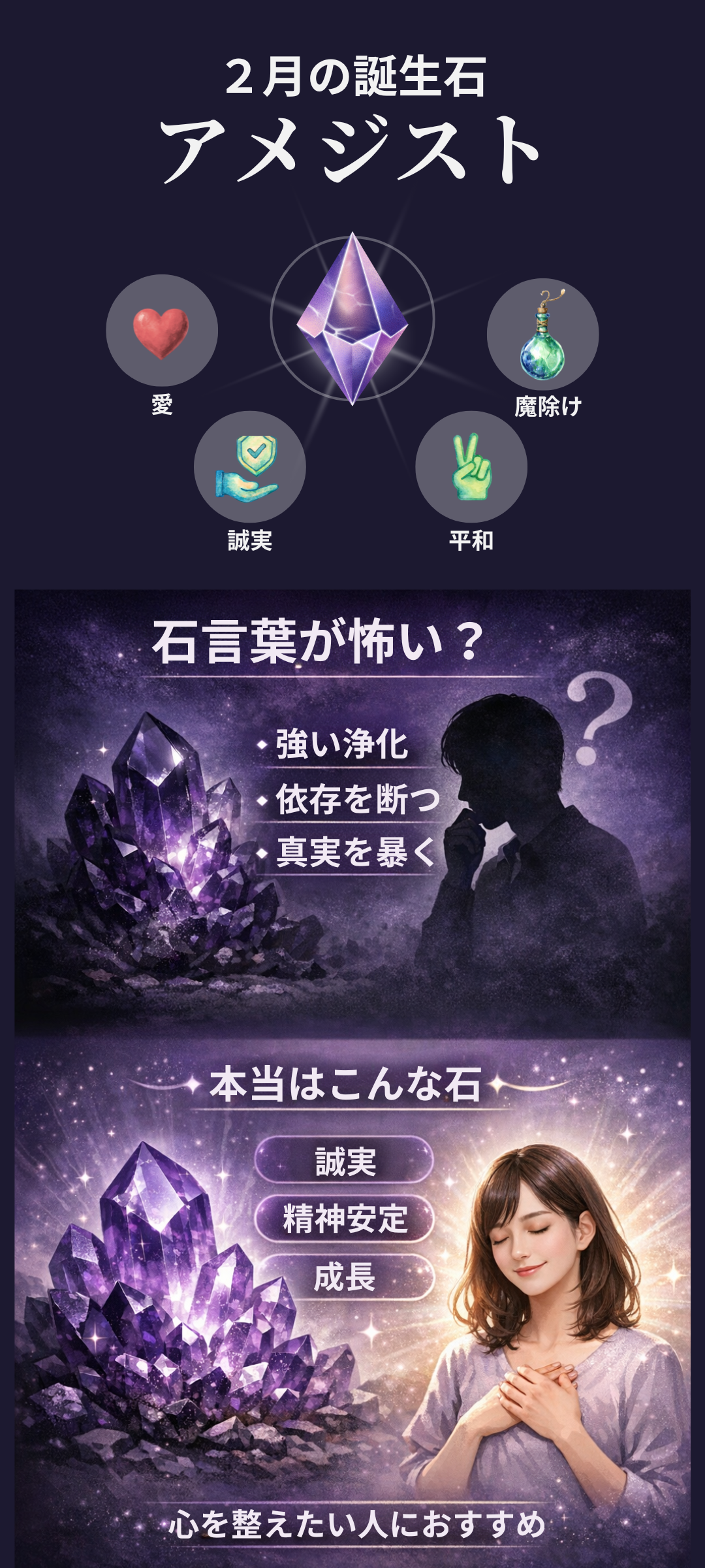 2月の誕生石アメジストの意味と効果とは?石言葉が怖いと言われる理由も解説