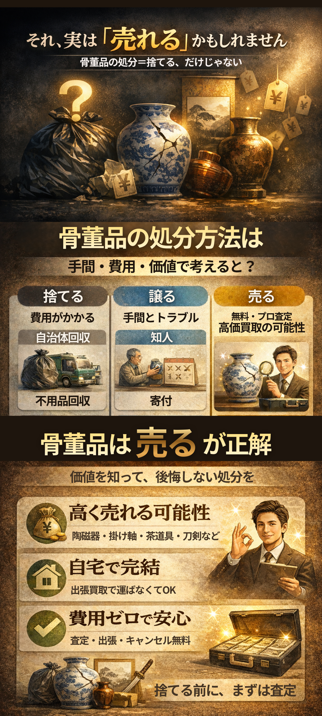 骨董品の賢い処分方法はどれ？実は高く売れるかも！買取のメリットと手順も解説