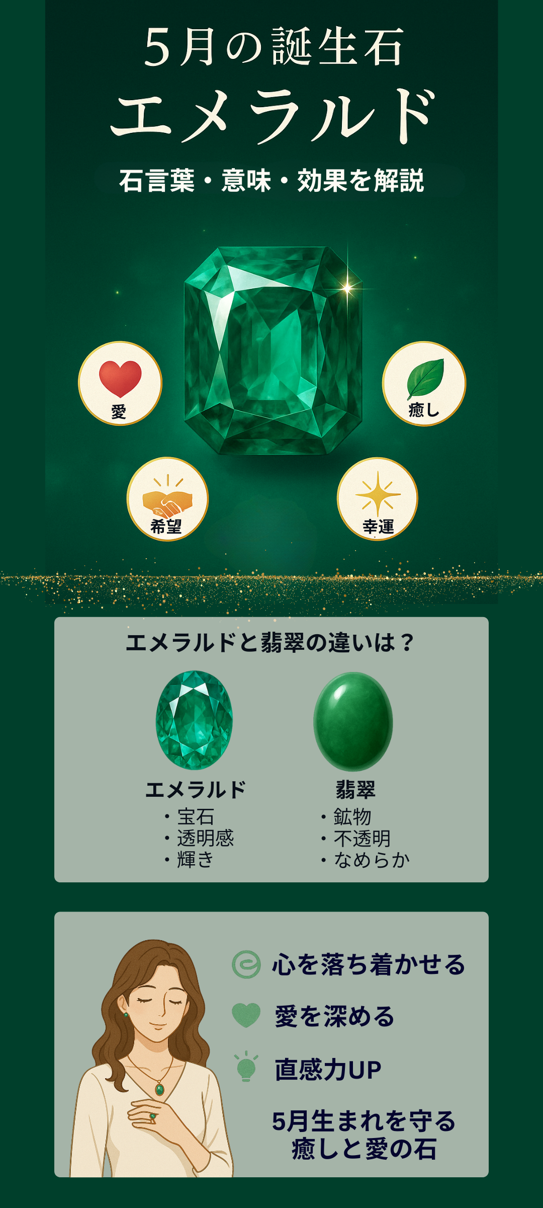 5月の誕生石エメラルドの石言葉と意味とは?翡翠との違いや身につける効果も解説