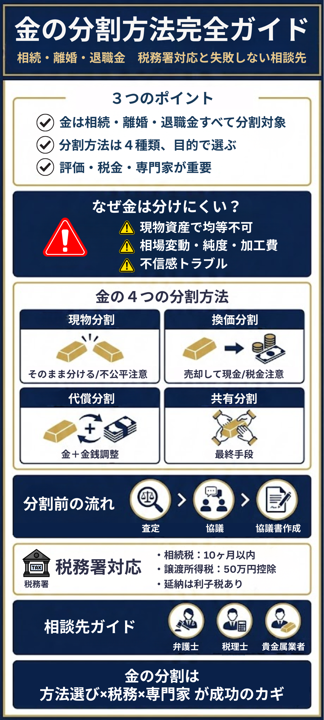 金の分割方法とは?税務署対応と信頼できる相談先を徹底解説