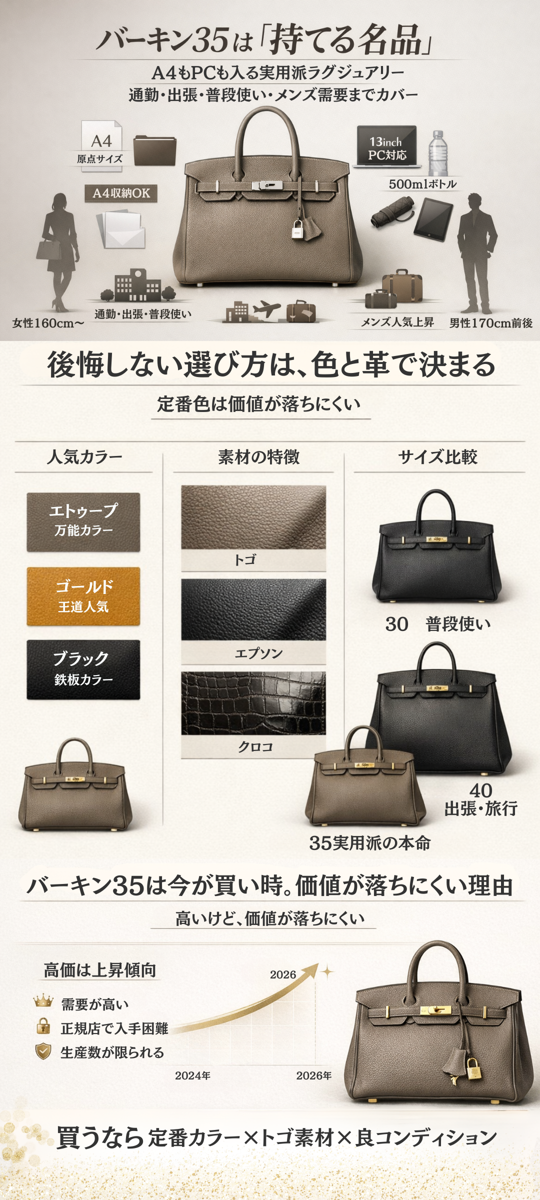 エルメス バーキン35は今が買い時？資産価値・メンズ人気・定番カラー＆トゴ素材の魅力とは