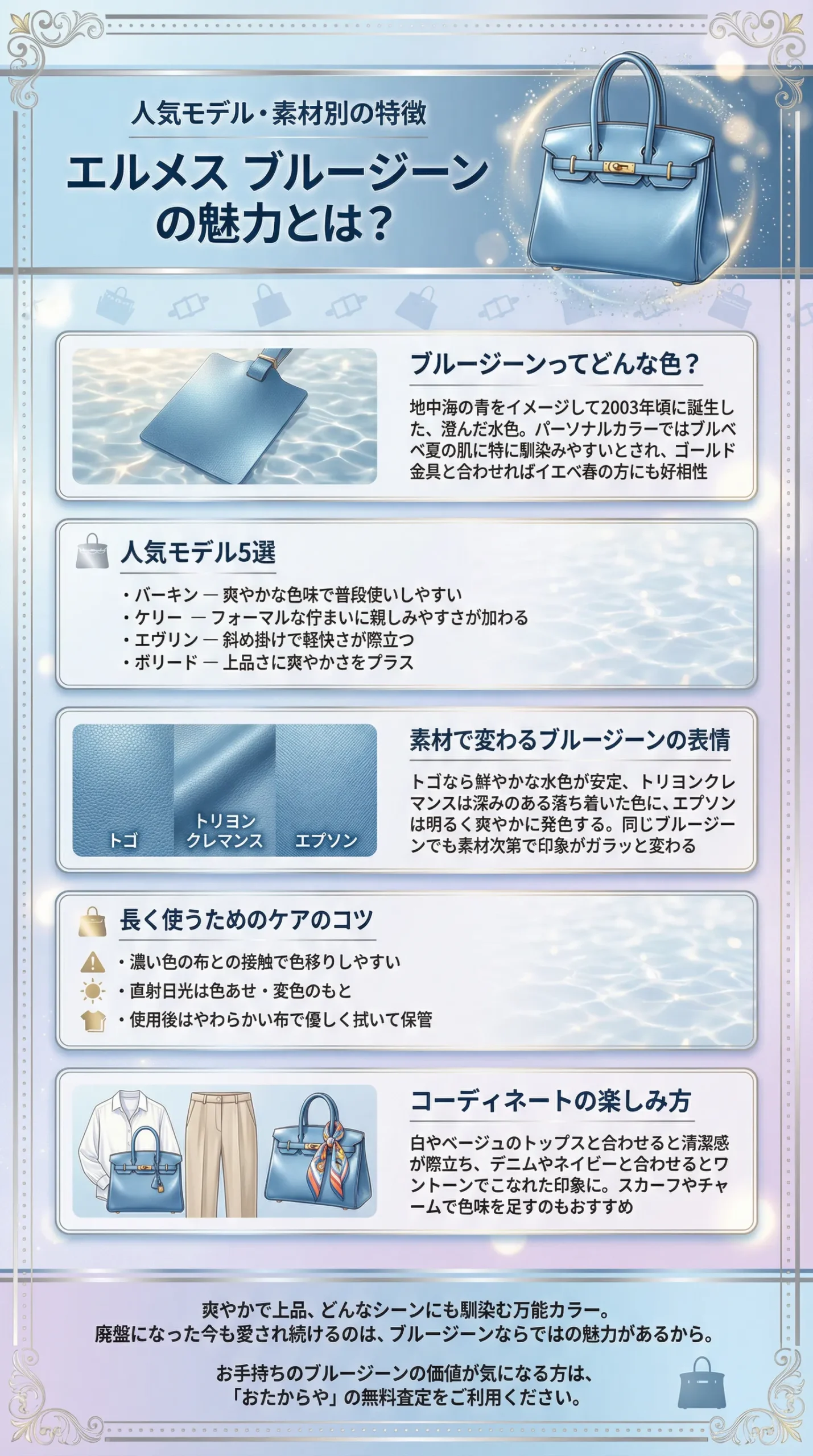 エルメス ブルージーンの魅力とは？人気モデル・素材別の特徴とニューブルージーンとの違いを徹底解説