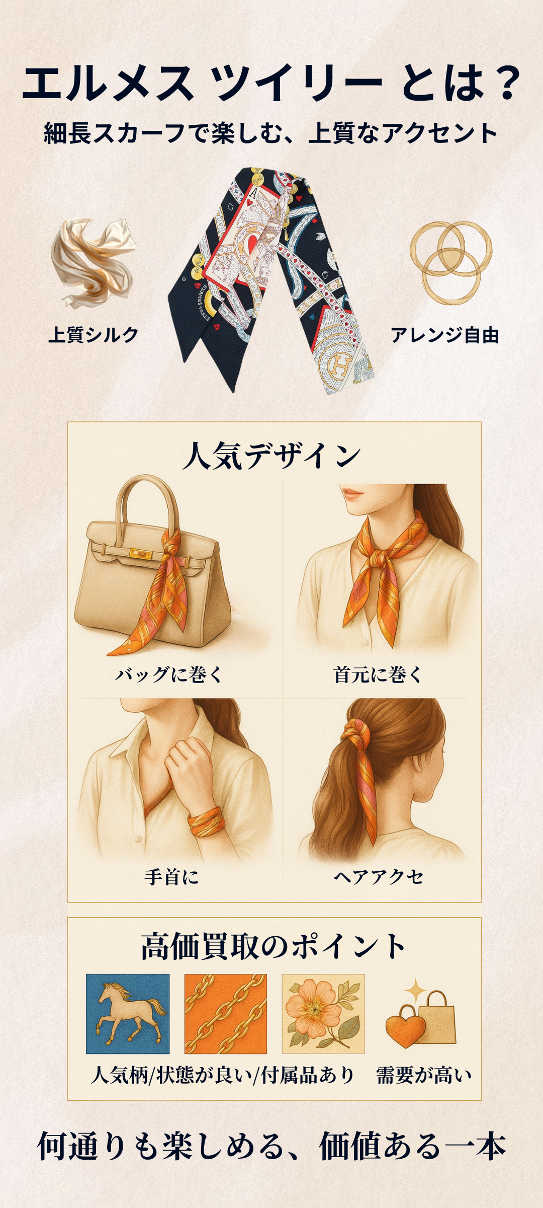 エルメス「ツイリー」とは？魅力や使い方・人気デザイン、高価買取のポイントまで徹底解説