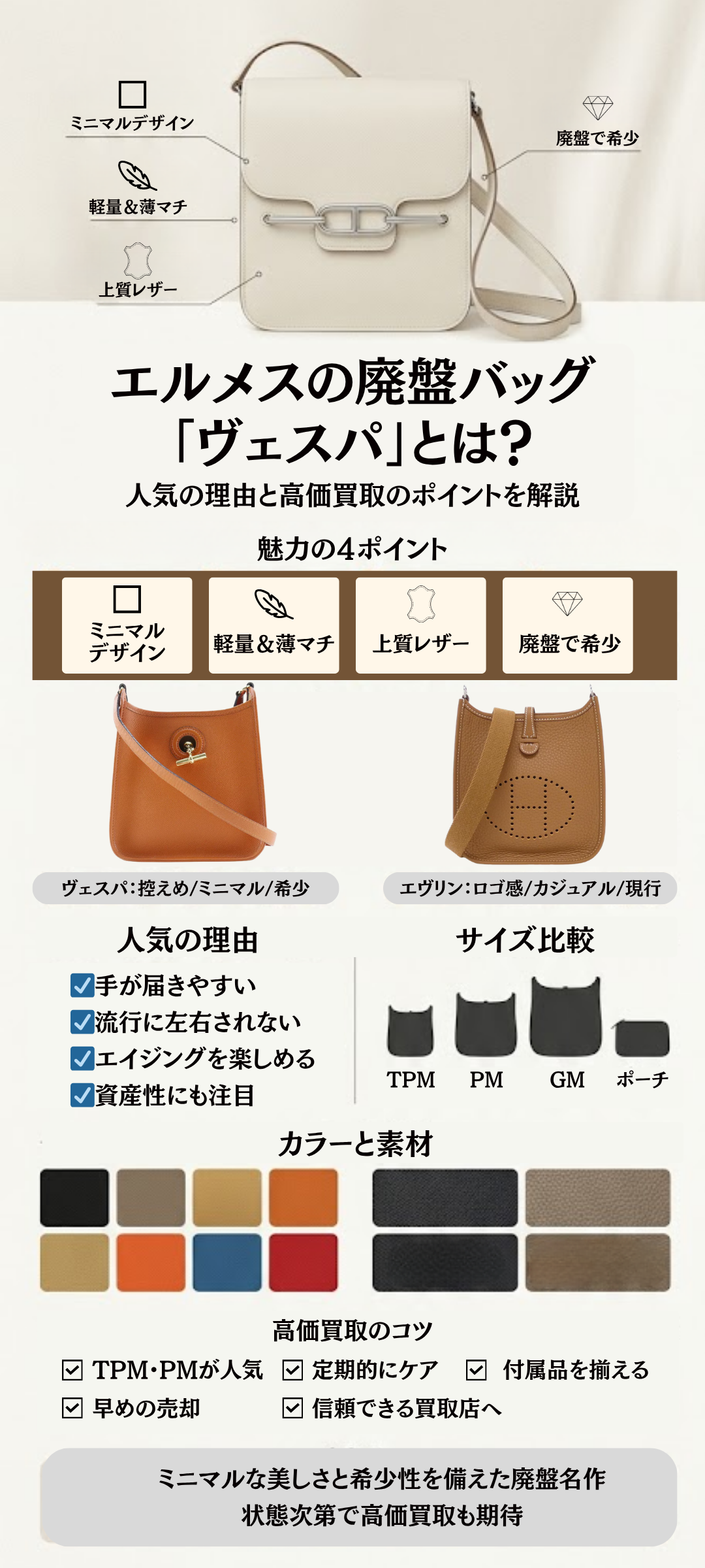 エルメスの廃盤バッグ「ヴェスパ」とは？人気の理由と高価買取のポイントを徹底解説